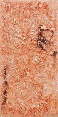 TAM VAN TRAN, &quot;Alphabet Shore 2,&quot; 2012-13, Copper, palm leaf, cardboard, and ceramic on canvas, 95 x 47 inches, 241.3 x 119.4 cm, A/Y#20898