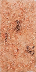 TAM VAN TRAN, &quot;Alphabet Shore 4,&quot; 2012-13, Copper, palm leaf, cardboard, and ceramic on canvas, 95 x 47 inches, 241.3 x 119.4 cm, A/Y#20900