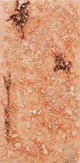 TAM VAN TRAN, &quot;Alphabet Shore 5,&quot; 2012-13, Copper, palm leaf, cardboard, and ceramic on canvas, 95 x 47 inches, 241.3 x 119.4 cm, A/Y#20901