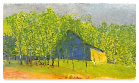 Barn in Blue and Orange, 2016, Oil on canvas, 30 x 52 inches, 76.2 x 132.1 cm, MMG#31020