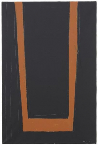 Robert Motherwell, Open No. 146: Umber on Black, 1970, Acrylic on canvas, 36 x 24 inches, 91.4 x 61 cm, A/Y#21939