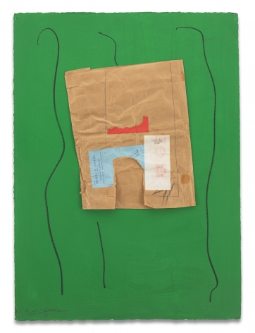 Robert Motherwell,&nbsp;Bowes &amp;amp; Bowes with Green, 1968/ca. 1973,&nbsp;Acrylic, pasted papers, crayon, and graphite on board,&nbsp;30 1/2 x 22 3/8 inches,&nbsp;77.5 x 56.8 cm,&nbsp;MMG#17688, &nbsp;