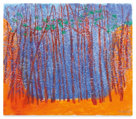 Blue Stage, Orange Wings, 2019, Oil on canvas, 52 x 60 inches, 132.1 x 152.4 cm, MMG#31161
