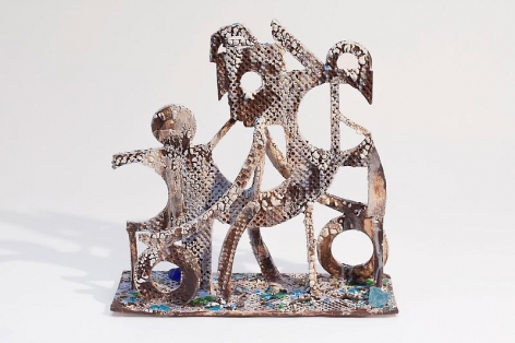TAM VAN TRAN, &quot;Soldier 4,&quot; 2012-13, Low-fired glazed ceramic and glass, 19 1/4 x 18 x 6 1/4 inches, 48.9 x 45.7 x 15.9 cm, A/Y#20914