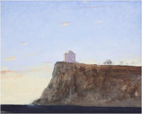 Julio Larraz, Punta Agravox, 2011, Oil on masonite, 11 x 13 1/2 inches, 27.9 x 34.3 cm, A/Y#22189