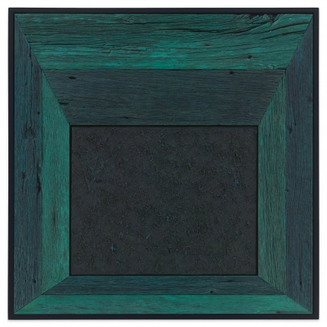 Untitled (Tree Painting - Turquoise), 2020, Oil on linen and acrylic stain on reclaimed wood with artist frame, 33 5/8 x 33 5/8 inches, 85.4 x 85.4 cm, MMG#32875