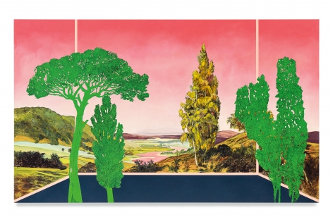 Veduta (Friedrich Summer), 2021, Ink and oil on linen on hybrid panel, 72 x 120 inches, 182.9 x 304.8 cm, MMG#33215